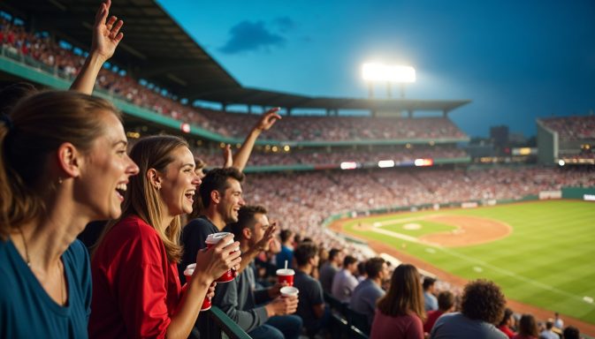 Friends at a Baseball Game or Sporting Event