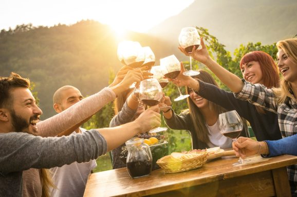 Friends at a winery